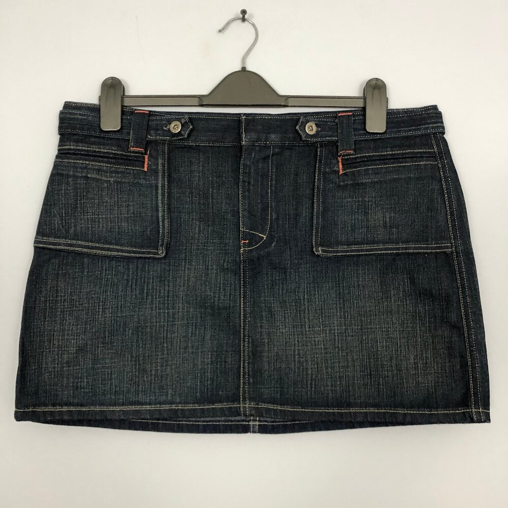 Ralph Lauren Monique Skirt Womens Plus 14 Dark Wash Denim Mini Flap Pockets